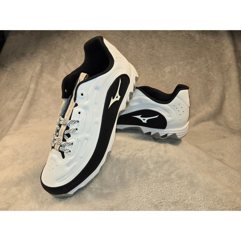Mizuno Wave Baseball Cleats Mens 11 White Black Metal Spikes 11GM236009 - Picture 10 of 11